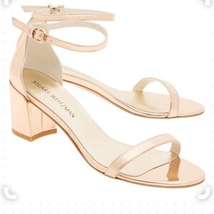 Stuart Weitzman Simple Sandals- Beige Glass. Size 7.5